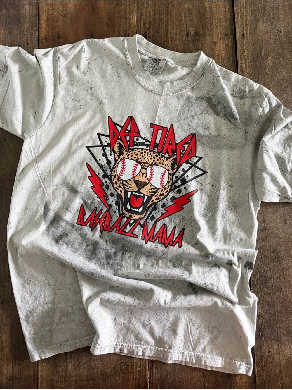 Gray Splatter Graphic Baseball Mama Short-Sleeve Tee